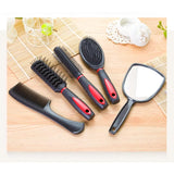 5-Pack Comb Brush Set with Mirror Hair Brush Holder Professional Massage Comb Cosmetic Hair Styling Tool Set