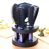 5-Pack Comb Brush Set with Mirror Hair Brush Holder Professional Massage Comb Cosmetic Hair Styling Tool Set