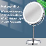 8 Inch Gold Makeup Mirror with Light USB Charging 10X Magnifying Vanity Mirror Backlit Adjustable Light Standing Cosmetic Mirror