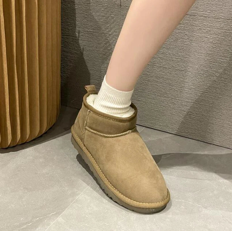 Snow Boots Women'S Short Tube Thickened Cotton Shoes Non-Slip Winter New Shoes Student Women'S Shoes 2022 Black Boots