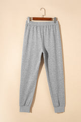 Gray Drawstring Hoodie and High Waist Pants Lounge Set