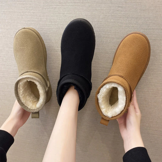 Snow Boots Women'S Short Tube Thickened Cotton Shoes Non-Slip Winter New Shoes Student Women'S Shoes 2022 Black Boots