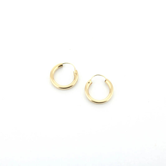 14K Yellow Gold Filled Hoop Earrings 14 Mm