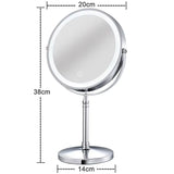 8 Inch Gold Makeup Mirror with Light USB Charging 10X Magnifying Vanity Mirror Backlit Adjustable Light Standing Cosmetic Mirror