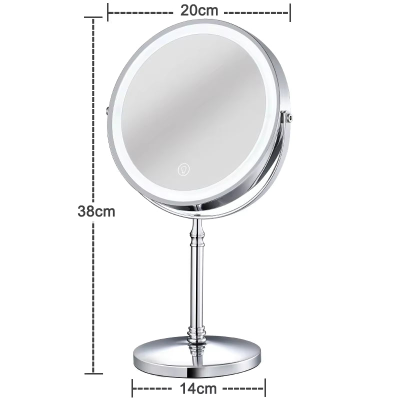 8 Inch Gold Makeup Mirror with Light USB Charging 10X Magnifying Vanity Mirror Backlit Adjustable Light Standing Cosmetic Mirror