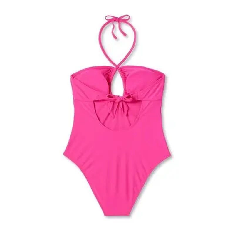 Shade & Shore Women'S Bandeau One Piece Swimsuit Keyhole Back Tie Swimwear