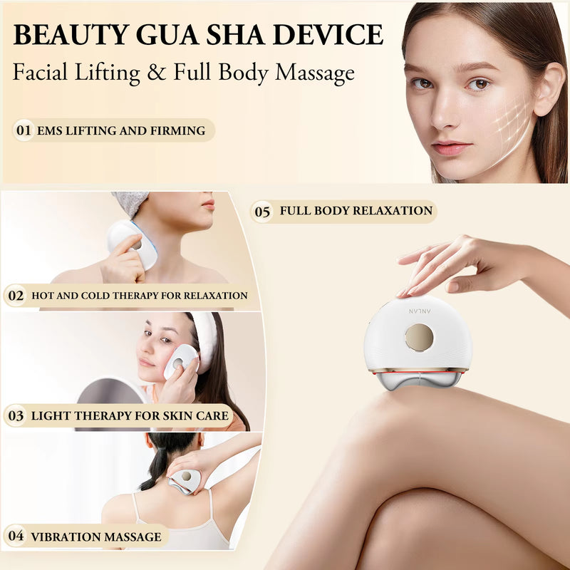 Electric Guasha Massager EMS Face Lifting Remove Edema Firming Skin Clod Heat Body Scraping Therapy Skincare Beauty Device