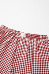 Red Plaid Gingham Printed High Waist Shorts