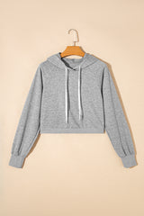 Gray Drawstring Hoodie and High Waist Pants Lounge Set