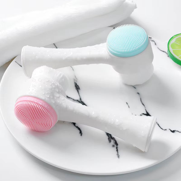 Face Cleaning Massage Brushes Face Wash Product Skin Care Tool Double Side Silicone 3D Face Cleansing Brush Portable