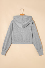 Gray Drawstring Hoodie and High Waist Pants Lounge Set