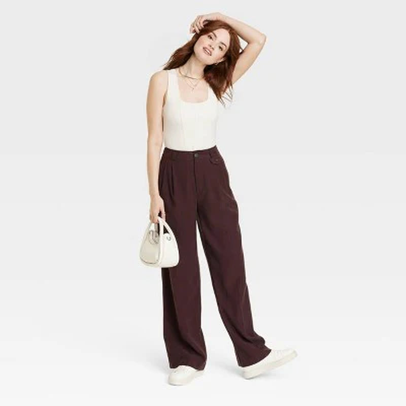 A New Day Women'S plus Relaxed High Rise Baggy Wide Leg Trousers inside Pocket