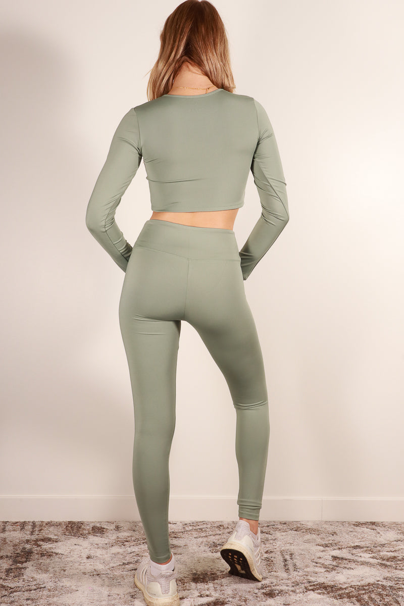 Long Sleeve Crop Top & High Waist Leggings Activewear Set (CAPELLA)