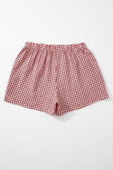 Red Plaid Gingham Printed High Waist Shorts