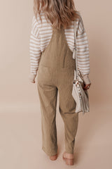 Gray Morn Solid Pocketed Loose Fit Corduroy Overall