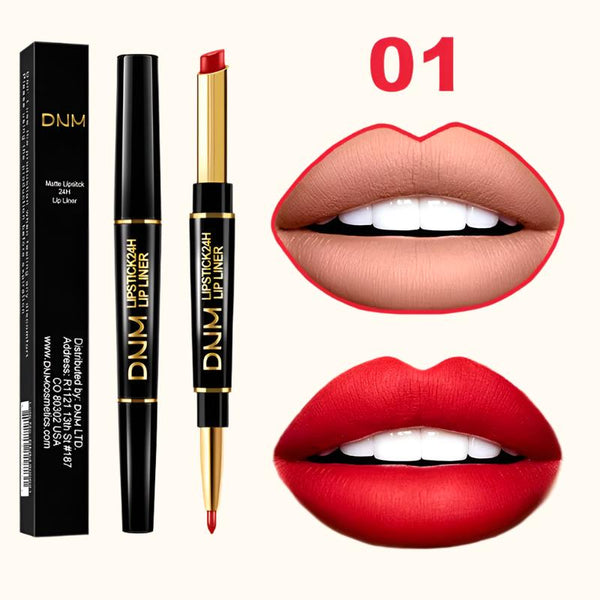 Double Ended Matte Lipstick Long Lasting Wateproof Lipsticks Brand Lip Makeup Cosmetics Dark Red Lips Liner Pencil Beauty